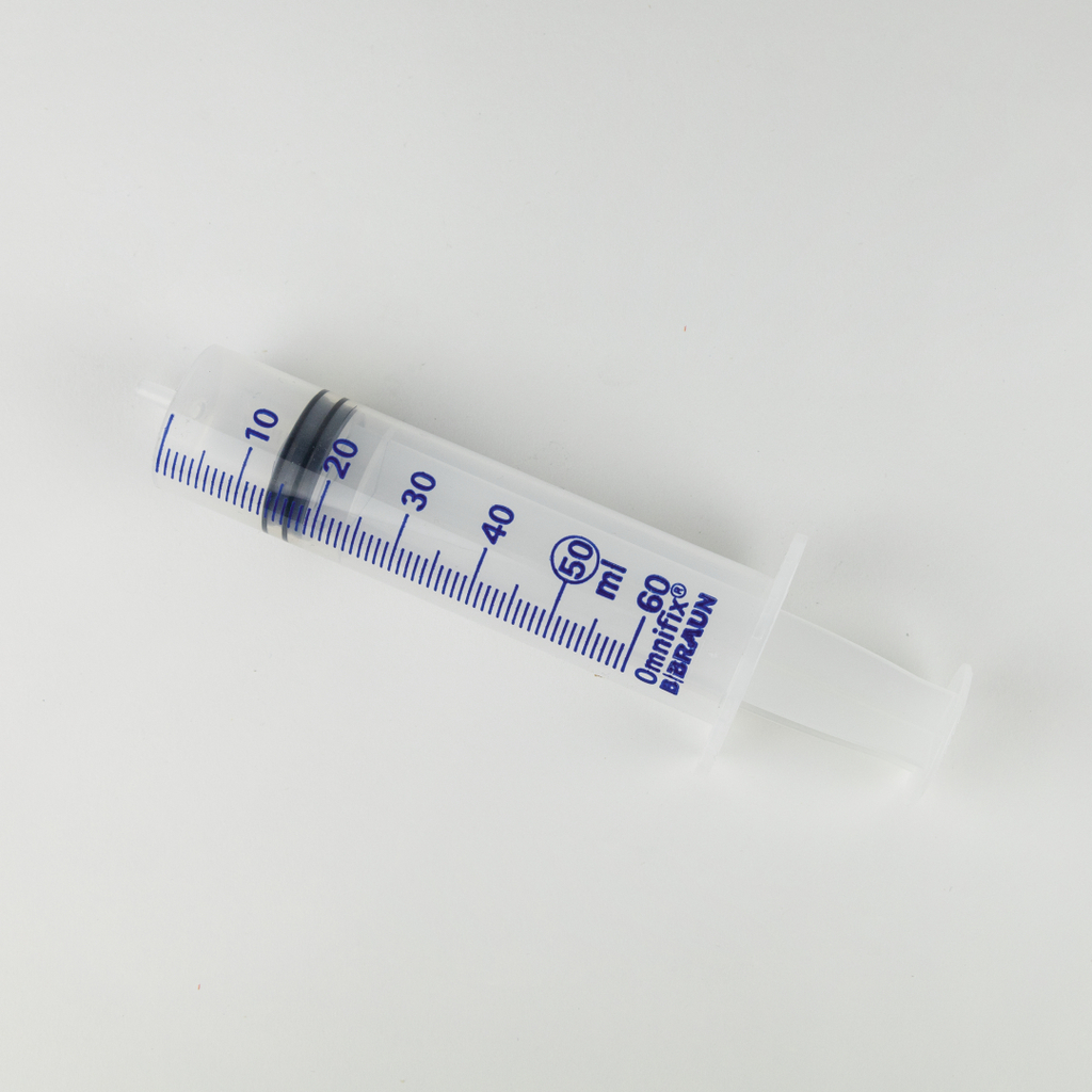 Kunststoffspritze mit Schlauchansatz, 50 ml