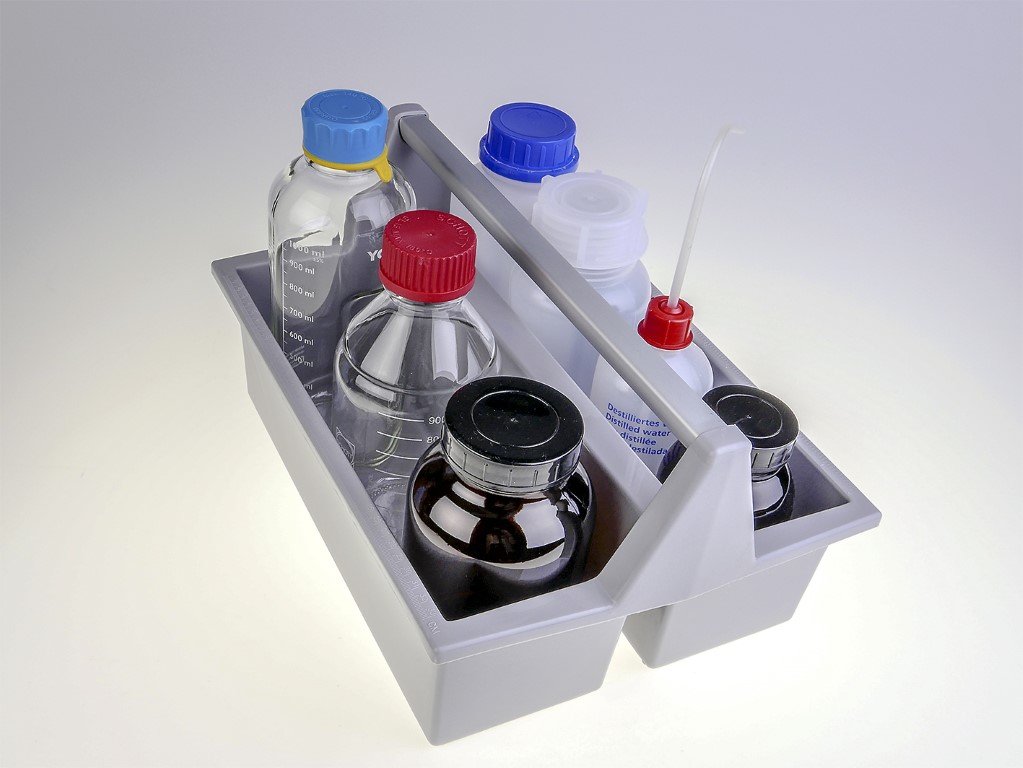 Tragekasten für Probeflaschen aus Kunststoff, für max. 8 Flaschen á 1 Liter