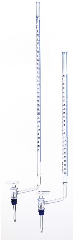 Bürette aus Klarglas mit seitl. Glashahn