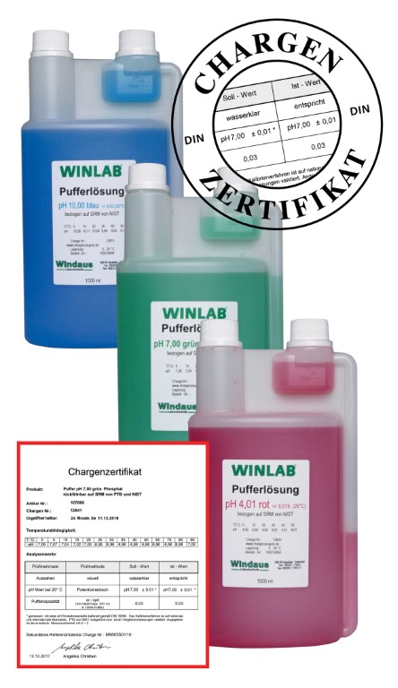 WINLAB Pufferlösung mit Werksprüfzeugnis