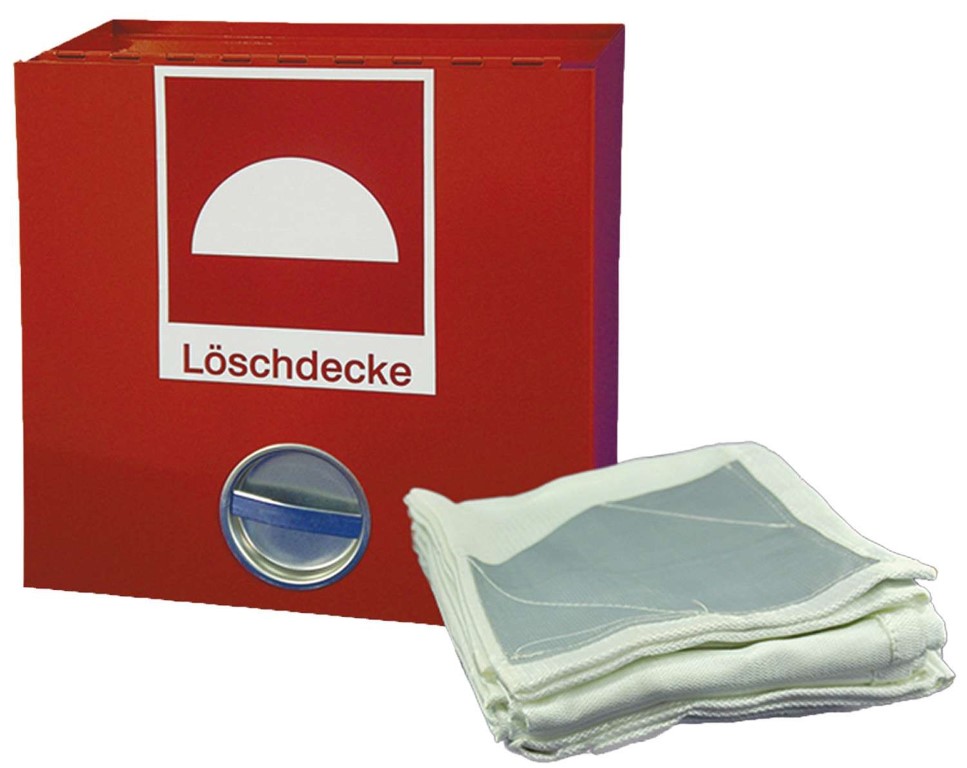 Feuerlöschdecke nach DIN EN 1869 im Metallbehälter