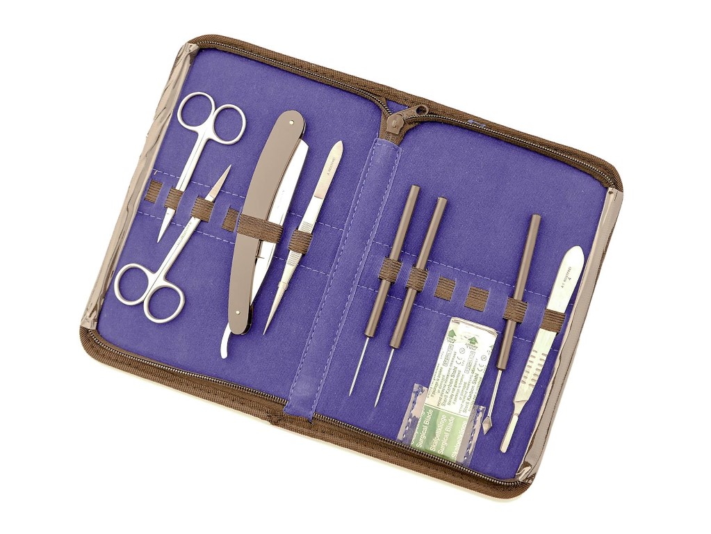 Mikroskopier-Besteck im Etui