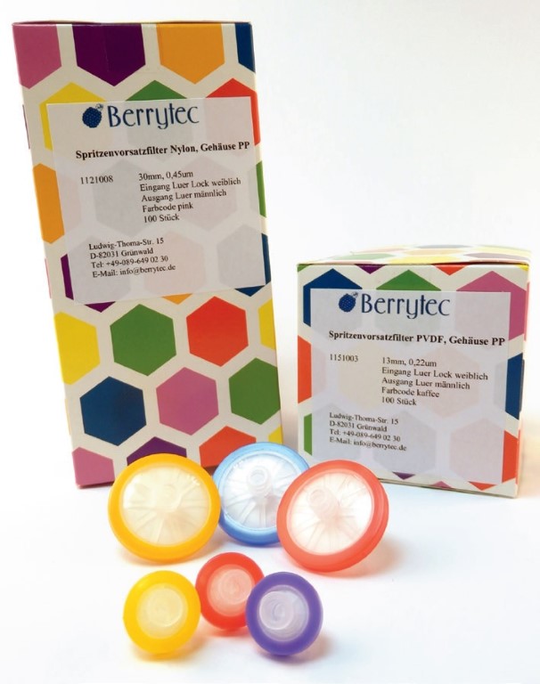 BERRYTEC-Spritzenvorsatzfilter Typ PTFE