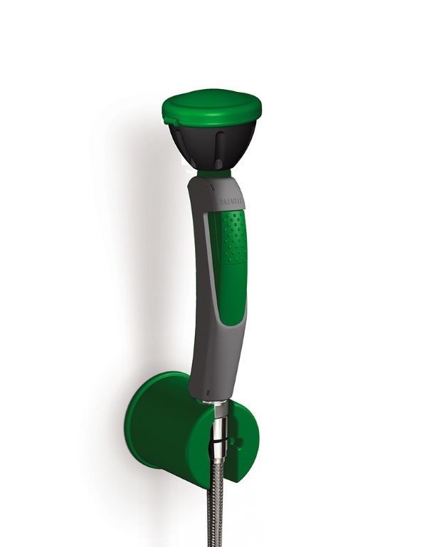 Augendusche mit arretierendem Auslösehebel nicht abgewinkelt