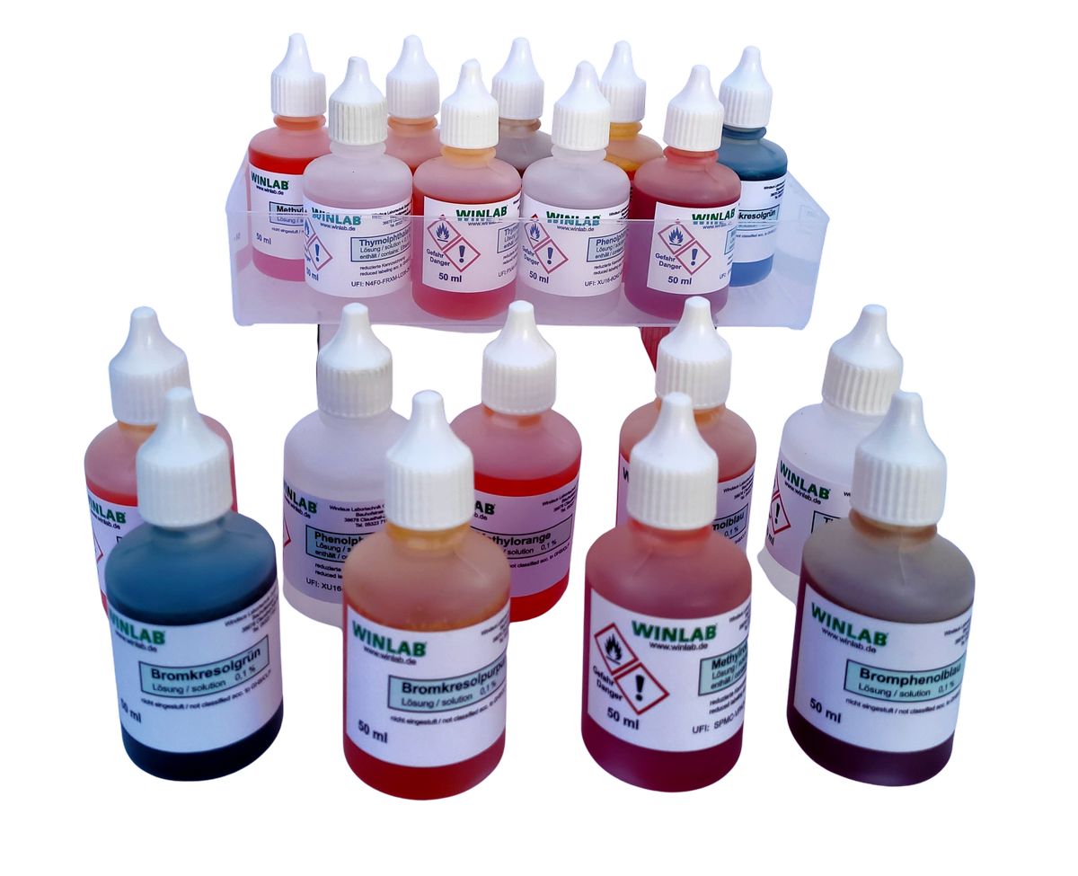 pH-Indikatorlösungen, Set mit 9x50 ml